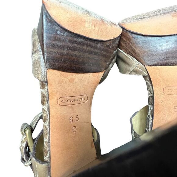 Coach Maze Embossed Croc Peep Toe Platform Heels - Picture 12 of 13